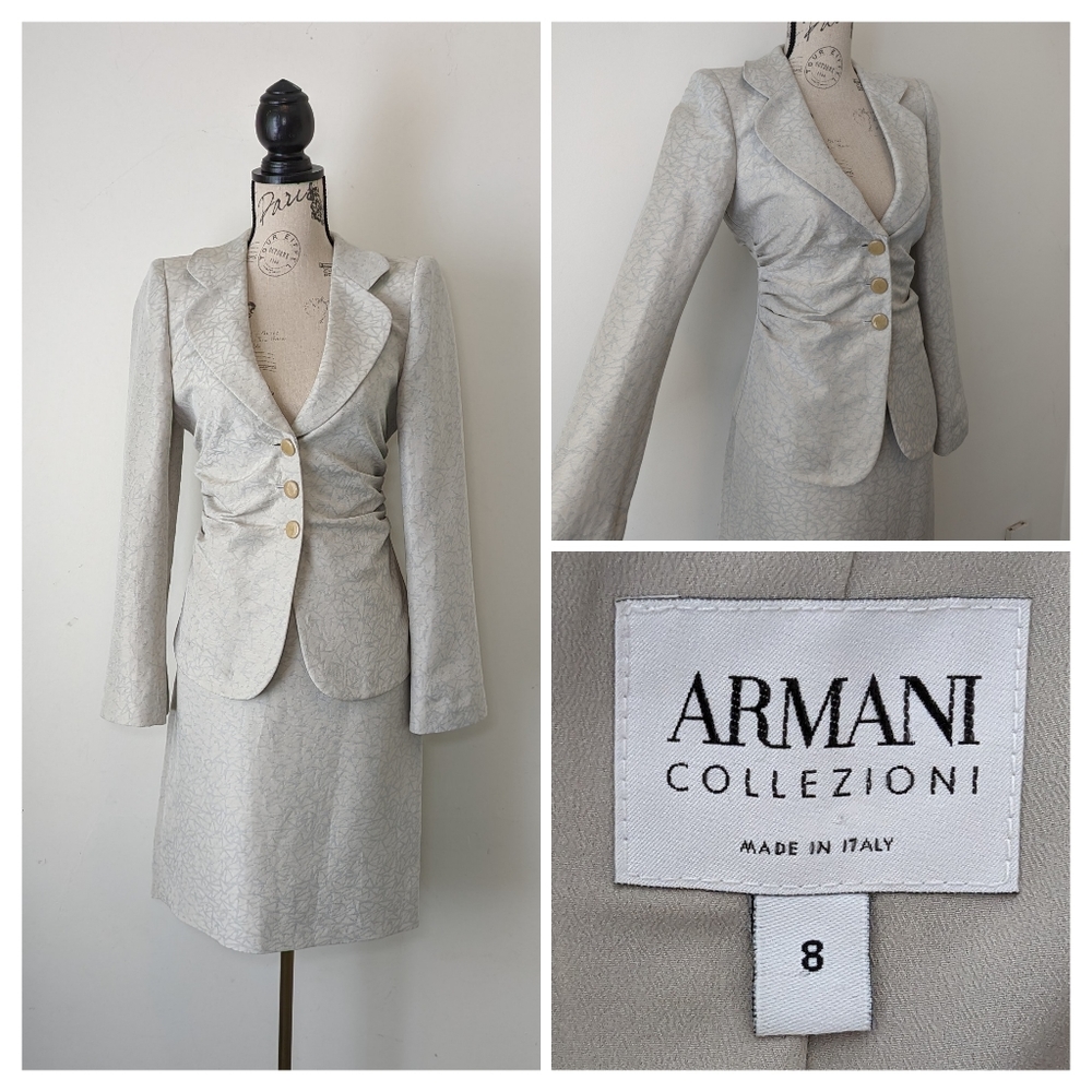 Armani Collezioni Women's Gray Blazer and Skirt Set